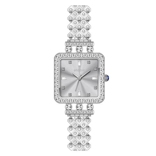 ساعة نسائية فاخرة من BROSHA لون فضي