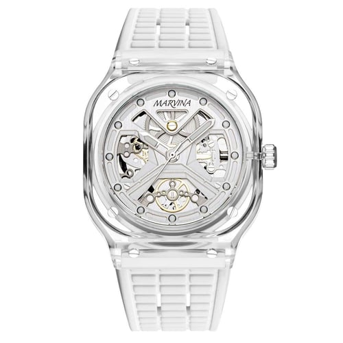 ساعة مارفينا رجالي الشفاف ابيض