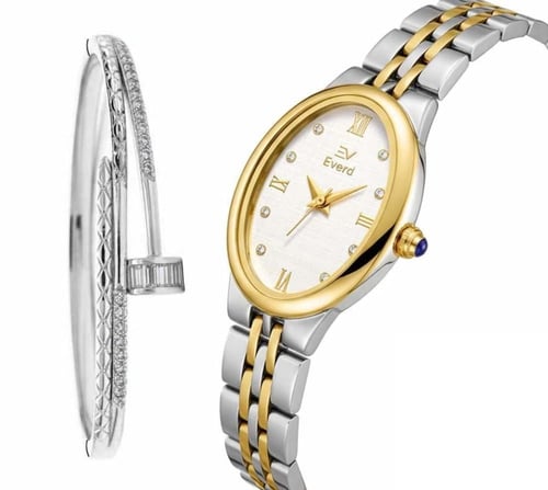 ساعة EVERD نسائي استيل طقم اسوارة