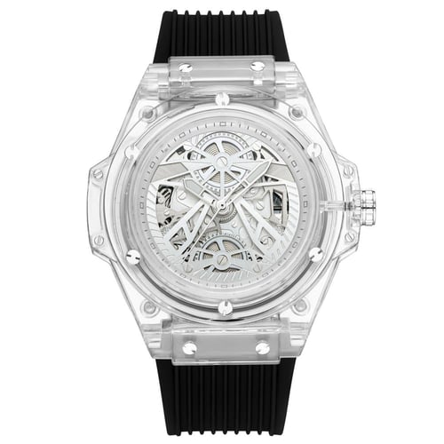 ساعه بروشا رجالي الشفافة اسود