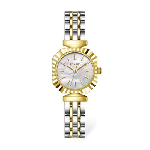 ساعة نسائية فاخرة من BROSHA لون ذهبي - فضي وميناء...