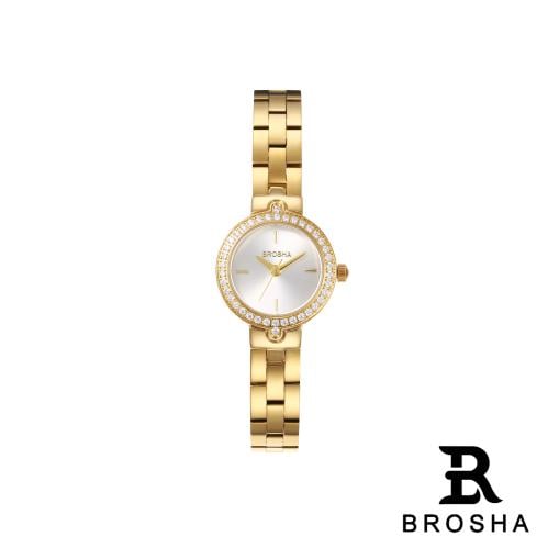 ساعة BROSHA نسائي استيل فضي مينا ابيض