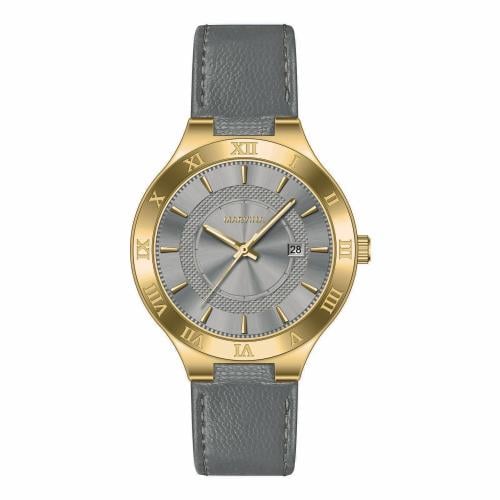 ساعة جلد رجالي من مارفينا رصاصي مع دوار ذهبي