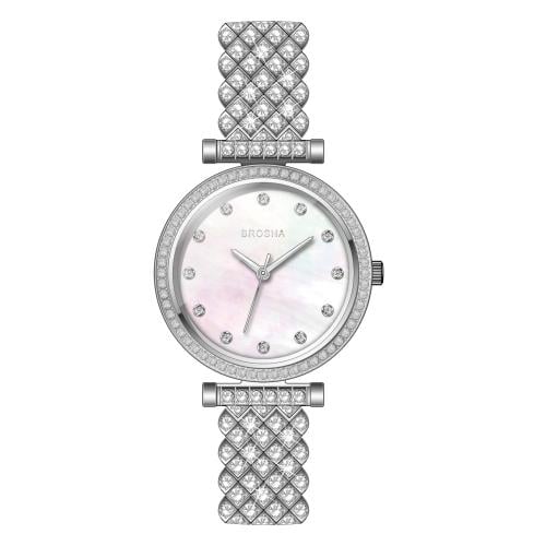 ساعة نسائية أنيقة من BROSHA لون فضي