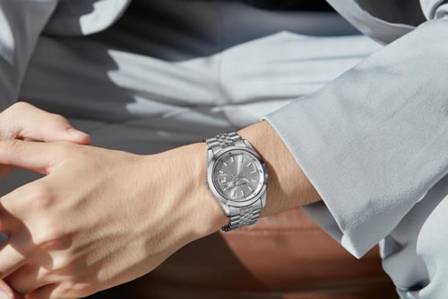 ساعة بروشا ستيل فضي رجالي