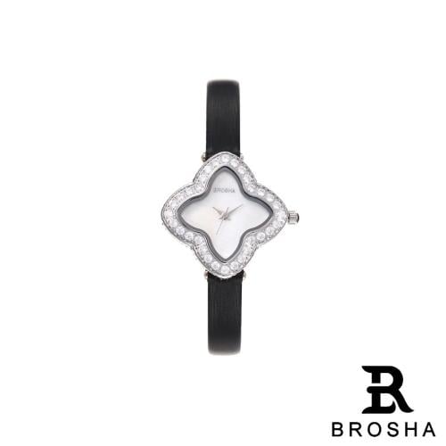 ساعة نسائي جلد اسود ذهبي