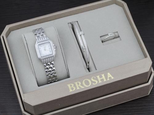 طقم نسائي استيل فصوص زيركزن فضي