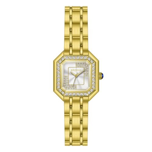 ساعه BROSHA نسائي ذهبي مينا ابيض