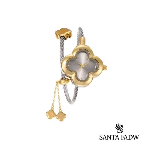 ساعة SANTA FADW نسائي ذهبي فضي مينا رمادي