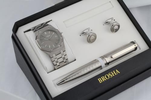 طقم رجالي بروشا استيل فضي