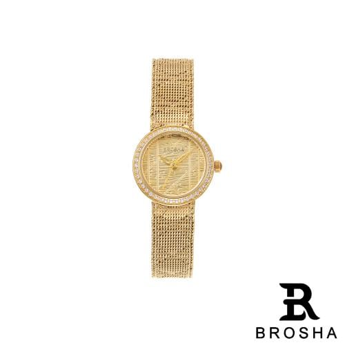 ساعة BROSHA نسائي حصيرة استيل ذهبي