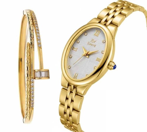 ساعة EVERD نسائي استيل طقم اسوارة