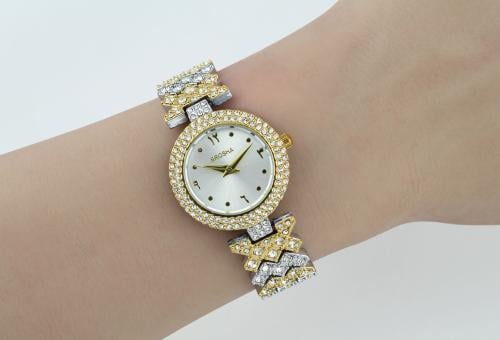 ساعه بروشا سهره فضي ذهبي مينا ابيض