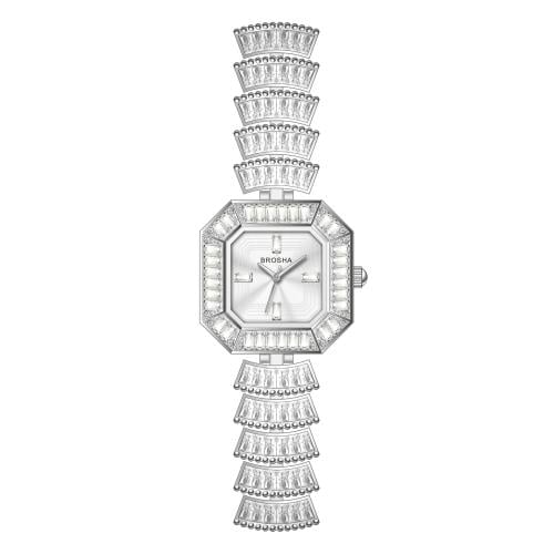 ساعة فخمة من BROSHA لون فضي