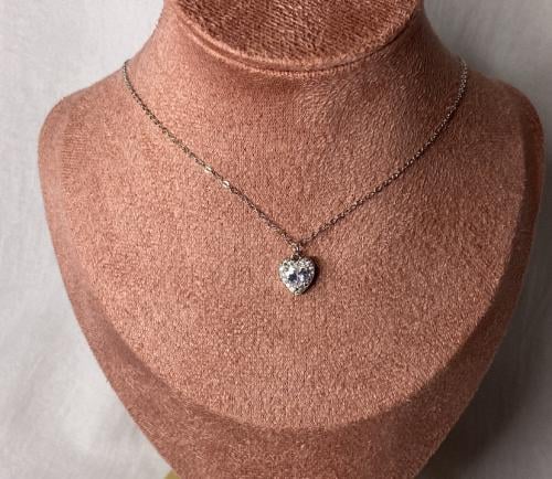 Heart pendant (transparent) - Sterling silver 925