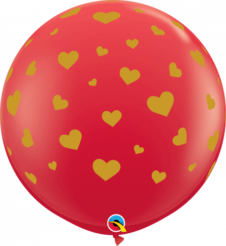 LA793 3FT RED RANDOM HEARTS 02CT 80001