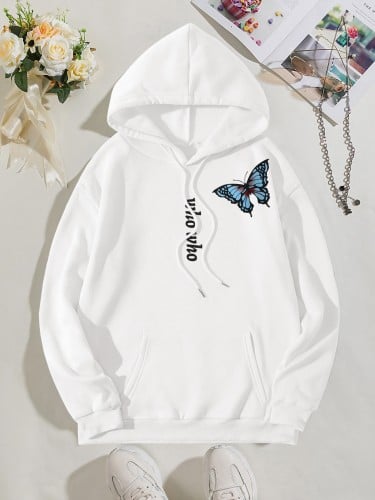 بلوفر الشتاء بنمط عبارة وفراشة