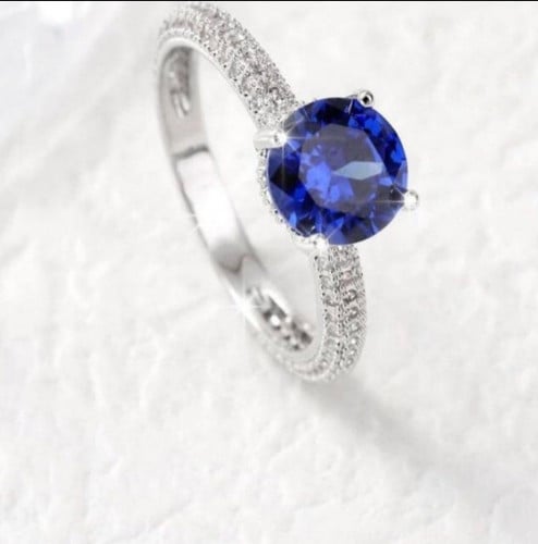 خاتم الياقوت الأزرق . النوع فضة