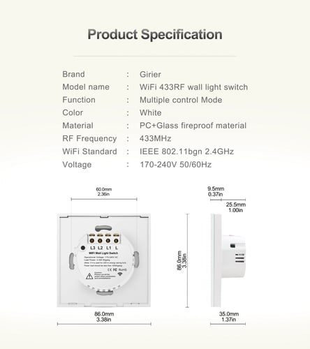 مفتاح كهربائي ثلاثي wifi ذكي