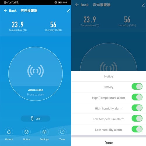 قارئ حرارة ورطوبة WiFi ذكي
