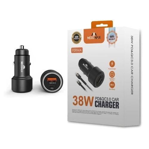 راس شاحن للسيارة 38 واط منفذ PD + USB من موج ماكس