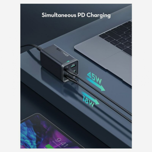 منصة شحن راف باور 4 مخارج بقوه 65 واط