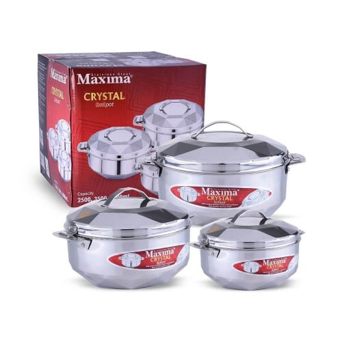 طقم حافظات طعام استيل من مكسيما كرستال