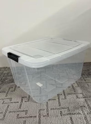 صندوق بلاستيك للتخزين، شفاف، غطاء قابل للقفل، 30 ل...