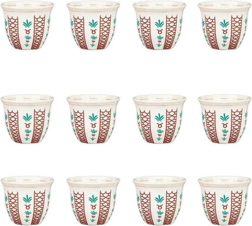 فناجين قهوه، طقم 12 قطعة، بداوي، متعددة الأحجام