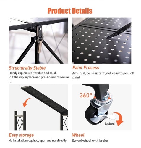 ارفف تخزين قابلة للطي، متعدد المقاسات، بعجلات دوار...