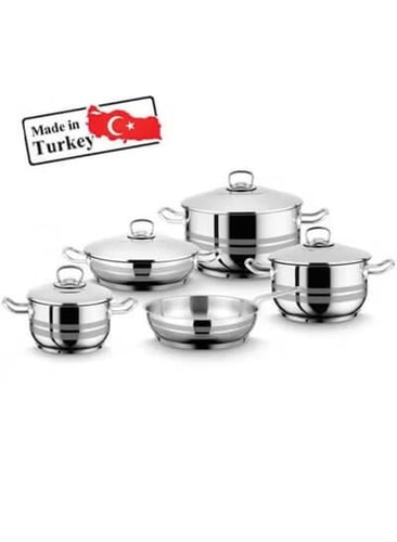 قدور طقم ستانلس ستيل، 9 قطع، توب شيف، صنع في تركيا