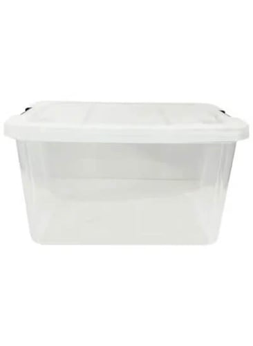 صندوق بلاستيك للتخزين، شفاف، غطاء قابل للقفل، 30 ل...