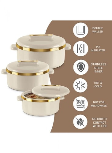 طقم حافظات طعام من 3 قطع داخلية من الستانلس