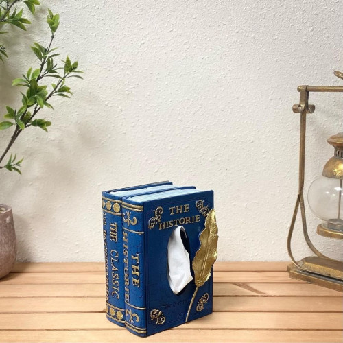 كتب سيراميك انتيك ازرق وذهبي لعلب المناديل