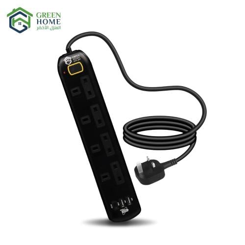 توصيلة جرين هوم الكهربائية 4 منافذ طاقة و 2 منافذ...
