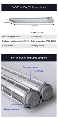 إنارة LED مقاومة للانفجار SAHUNG T-8 بقدرة 18 واط،...