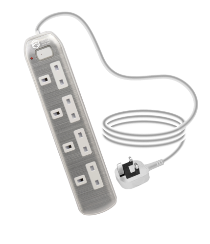 توصيلة جرين هوم الكهربائية 4 منافذ طاقة -لون فضي 3...