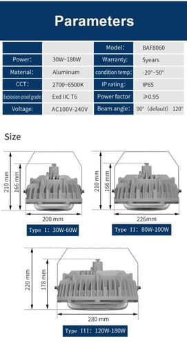 إنارة LED مقاومة للانفجار SAHUNG BAF8060 بقدرة 30...