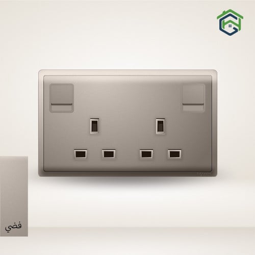 E82T25D-WG فيش مزدوج 13A 250V مع مفتاح ثنائي القطب