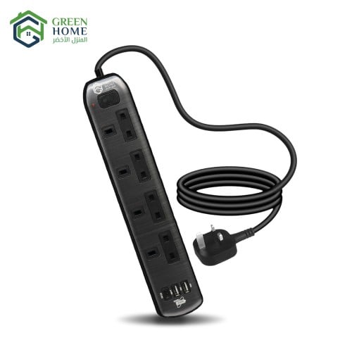 توصيلة جرين هوم الكهربائية 4 منافذ طاقة و 2 منافذ...