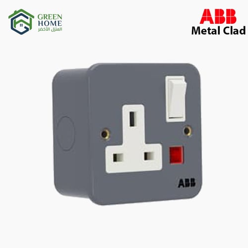 فيش 13 امبير مفرد مع مفتاح ميتل كلاد -ABB