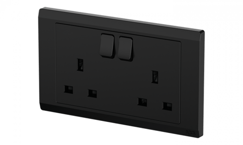 فيش 13 أمبير مزدوج ثنائي القطبية اينورا - أسود