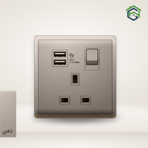 فيش 13 أمبير مع يو اس بي - لون ذهبي