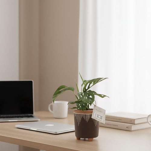 نبات مونستيرا ادنسوني مع مركن فخار