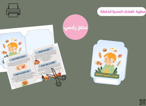 مطوية العادات الصحية الخاطئة -سادس ابتدائي رقمية