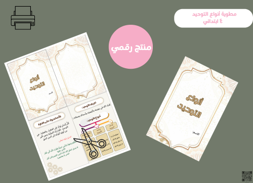 مطوية أنواع التوحيد-رابع ابتدائي PDF