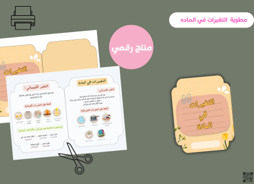 مطوية التغيرات في المادة -ثاني ابتدائي رقمية