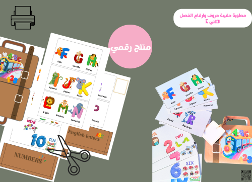 مطويه حروف و ارقام الانجليزي للفصل الثاني رقمية