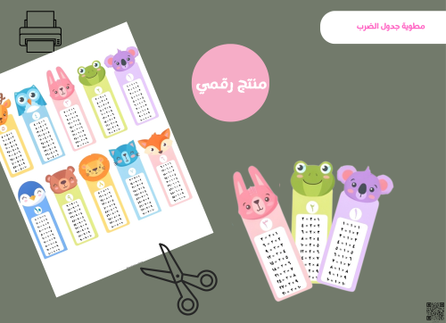 مطويه بطاقات جداول الضرب(رقميه)