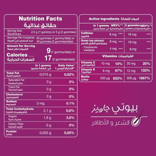 بيوتي جاميز للشعر وتقوية الاظافر - 60 قطعة
